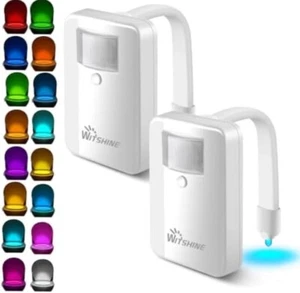 NWT Witshine 2 Pack Motion Sensor Multicolored Battery Operated Toilet Lights - Picture 1 of 10