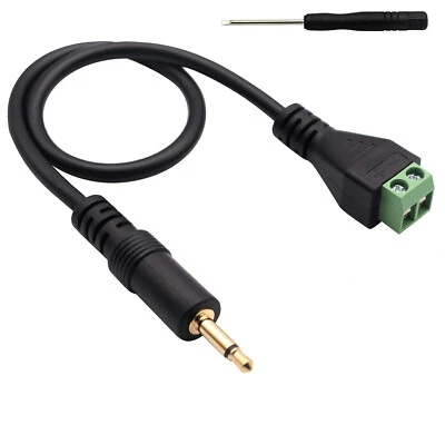 3.5mm Mono TS Male To 2 Pin Way Screw Terminal Block Bolt Speaker Adapter Cable - Image 1 of 4