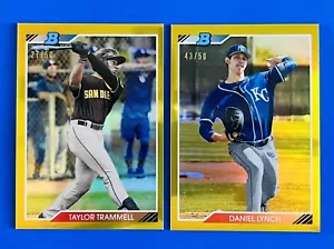 (2) 2020 Bowman Heritage Trammell & Daniel Lynch Gold Prospect Cards; #d /50 - Picture 1 of 2