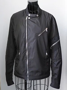 Moncler Black Nylon Biker Jacket with Logo Sleeve & Zip Pockets Size Small - Picture 1 of 7