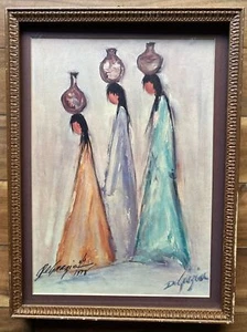 Ted Ettore De Grazia Hand Signed Lithograph Print Water Maidens Framed - Picture 1 of 11