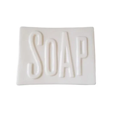 Soap Dish White Porcelain Bathroom Soap Bar Holder Tray Modern Engraved Soap - Image 1 of 2