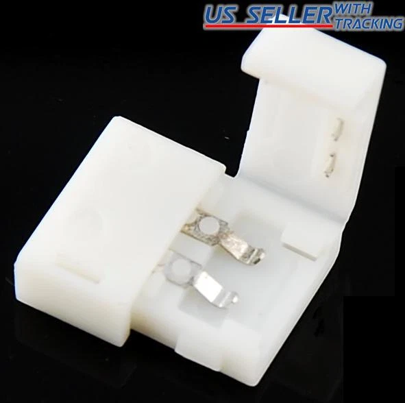 100-pack 8mm 2-pin Solderless Clip-on Coupler Connector for 3528 LED Strip Light - Image 1 of 1