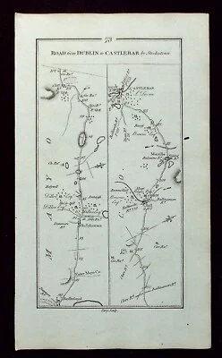 IRLANDA, BALLYHAUNIS, KILBEGGAN, hoja de ruta antigua, Taylor & Skinner, 1783 Foto 1 de 4