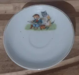 Nursery Plates Cats Antique Childrens Tea Set Plate Early 1900's - Picture 1 of 2