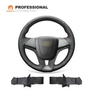 Cubierta de volante de cuero auténtico para coche negro hágalo usted mismo para Chevrolet Cruze Aveo Orlando - Imagen 1 de 10