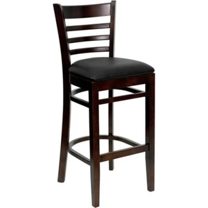 Flash Wood Restaurant Bar Stool, Black, Walnut - XU-DGW0005BARLAD-WAL-BLKV-GG - Picture 1 of 1