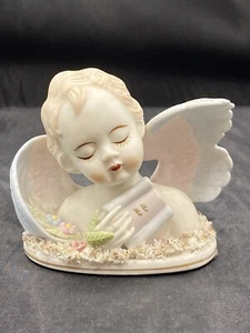 Angel Lefton Cherub Piano Head Bust Ceramic Porcelain Figurine Wings Japan - Picture 1 of 9
