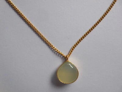 Colgante de calcedonia verde collar de piedras preciosas encanto cadena tono dorado colgante regalo  Foto 1 de 4