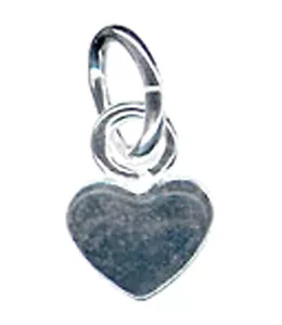 ONE TINY STERLING SILVER HEART CHARM / PENDANT + OPEN OVAL JUMP RING, 4 X 6 MM - Picture 1 of 2