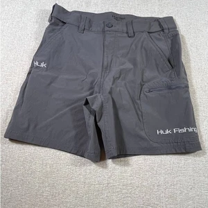 HUK Mens Large Gray Performance Fishing Shorts Quick Dry UPF Outdoor Wear Angler - Picture 1 of 9