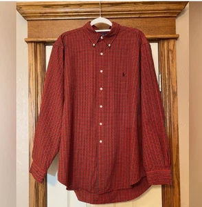 Ralph Lauren Herren Hemd Classic Fit Gr. 17 / XL rot kariert Langarmhemd Pony - Bild 1 von 5