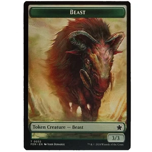 x1 Beast/Dog 0032/0029 Double Sided Token MTG FDN M/NM Foundations - Picture 1 of 3