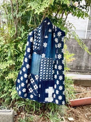 Ручной работы индиго боро Kasuri украл Sashiko лоскутное одеяло винтажный Японии хлопок шарф - Изображение 1 из 4