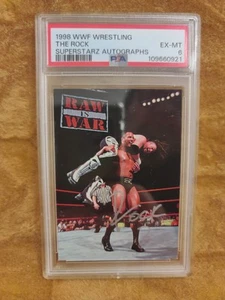PSA EX 6 Authentic Auto THE ROCK Rocky Maivia 1998 WWF Superstarz Comic Images - Picture 1 of 2