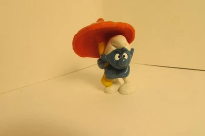 1979 Smurfs Mushroom Umbrella Smurf 20118 Figure Peyo Schleich Toy Bully Vintage - Image 1 of 3