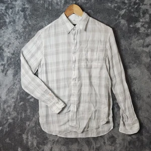 Rag & Bone Shirt Mens Small Gray White Plaid Button Down Long Sleeve Cotton - Foto 1 di 10