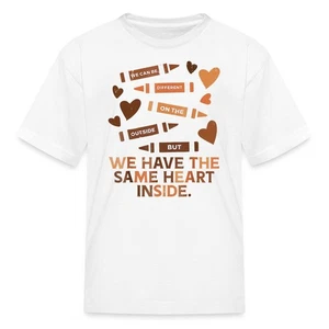 We Have The Same Heart Inside | Black History Month Kid's T-Shirt - Picture 1 of 7