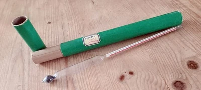 ancien Alcoomètre en Verre - Tube de protection cylindrique en Carton - Vintage - Photo 1/4
