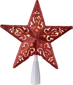 Northlight beleuchteter glitzernder 5 Punkt ausgeschnittener Stern Weihnachtsbaumspitze 9,75" - Bild 1 von 8