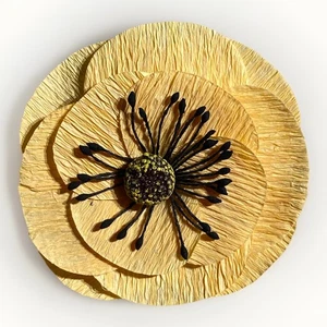 Broche broche flor papel amarillo hecho a mano vintage - disfraz floral - Imagen 1 de 3