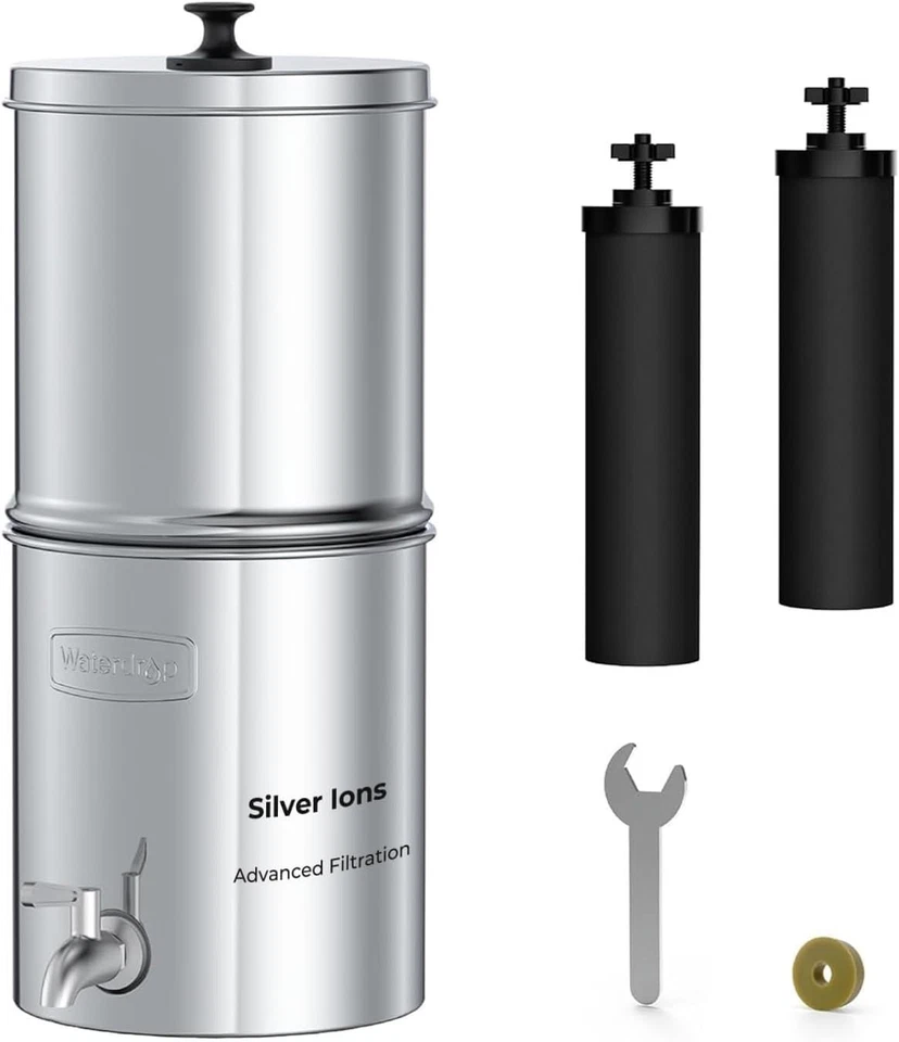 Waterdrop Gravity Water Filter, 2.25G Stainless-Steel System with 2 Filters - Image 1 of 4