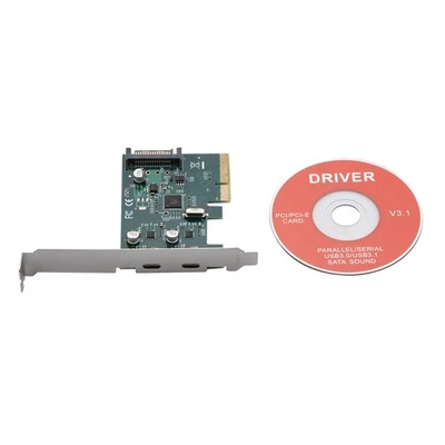 PCIE 4X Expansion Card PCI-E to USB 3.1 Type C Dual Port Adapter Module - Image 1 of 4