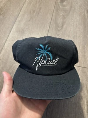 Vintage Rip Curl Script Surf Skate Snapback Hat Black Palm Tree Beach Design Foto 1 de 3