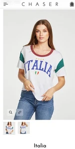 Chaser Italia Blocked Jersey Vintage T Medium White Red Green - Picture 1 of 7