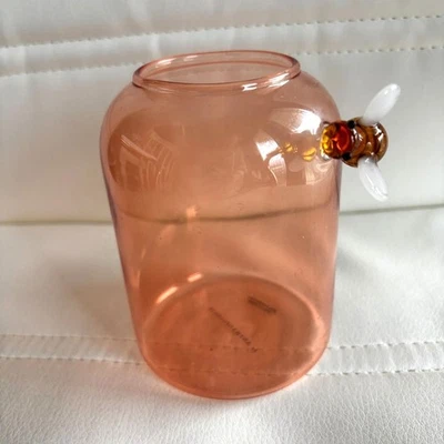 ANTHROPOLOGIE Blown Glass Flower Vase & Honey Bee Decanter 4.5"H - Image 1 of 4