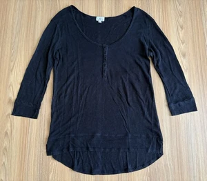 Top Henley AG Adriano Goldschmied 100 % lino para mujer M negro Lagenlook minimalista - Imagen 1 de 7