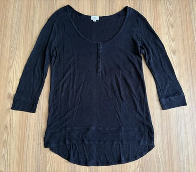 Top Henley AG Adriano Goldschmied 100 % lino para mujer M negro Lagenlook minimalista Foto 1 de 4