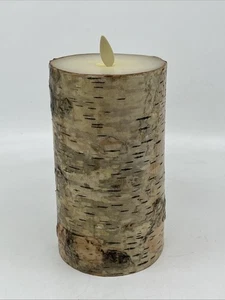 Luminara Birkenbaumrinde 5 3/4" flammenlos flackernde Stumpenkerze Keramik Scheune - Bild 1 von 5
