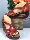 FLY LONDON Strappy Red Leather Wedge Sandals #P143627004 EU 37/ US 6.5