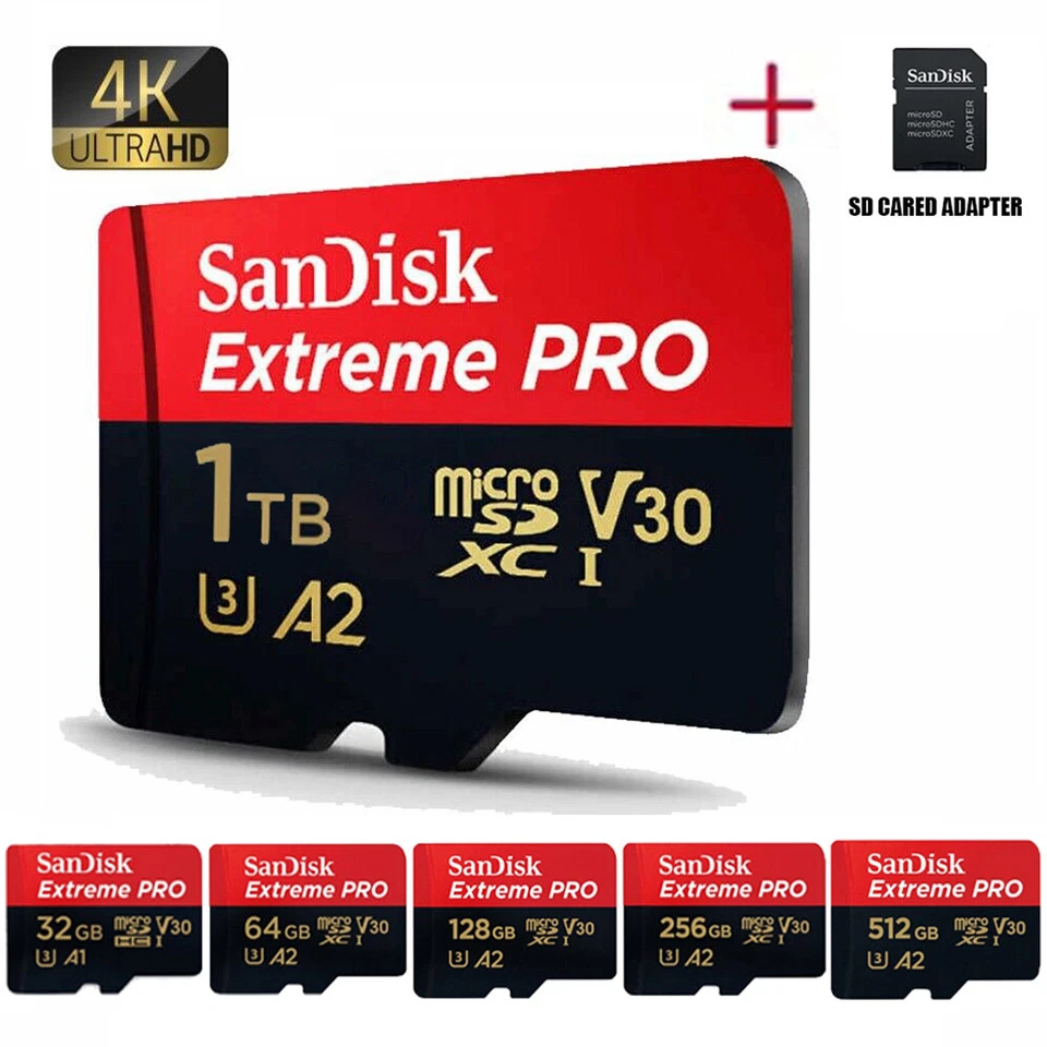 Scheda Di Memoria Micro SD SanDisk Extreme 4K Scheda 64 GB 128GB 256GB 512 GB 1T - Immagine 1 di 4