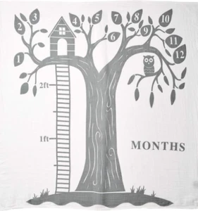 Dejaroo Baby's First Year Milestone Bamboo Cotton Blanket & Felt Ring Set 47x47 - Picture 1 of 3