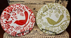 "Piatto insalata pranzo Choice of Green o Red Pier 1 Imports uccellini e fiori 8,25" - Foto 1 di 5
