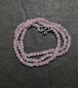 Rosa Cuarzo Rosa 5mm Redondo Liso Cuentas 925 Plata de Ley 15" Cuerda Collares - Imagen 1 de 8