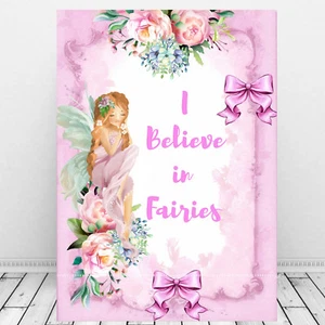 Impresión de arte de pared de hadas cita inspiradora creo en hadas rosa regalo para el hogar hadas - Imagen 1 de 3
