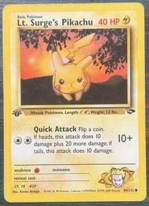 Pokémon TCG | Lt. Surge's Pikachu 84/132 | Gym Challenge | 1st Edition | MP - Picture 1 of 2