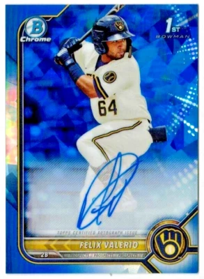 FELIX VALERIO 2022 Bowman Sapphire Prospect Autograph #BSPA-FV AUTO 1st RC! - Image 1 of 2