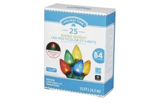 Holiday Time 25 Super Bright Incandescent-C7 LED Christmas Lights Multi 3-Pack - Picture 1 of 3