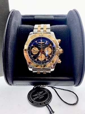 Breitling Chronomat CB0110 44 18kt/ss Men's Watch Automatic - Gold Blue Dial B&P - Image 1 of 4