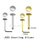 22g 2mm Round Flat Disc Top 18K Gold Plating .925 Sterling Silver Nose Stud
