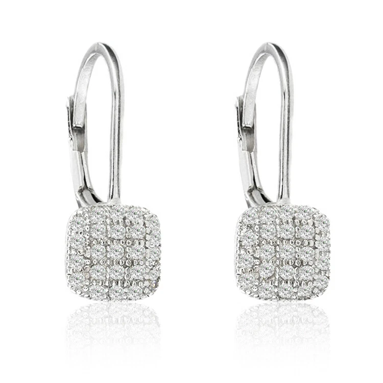 Orecchini in argento 925 con zirconi pendenti a pavè  - Immagine 1 di 1