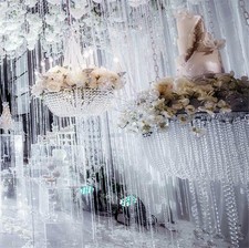 33FT/10M Acrylic Crystal Garland Hanging Bead Curtain Wedding Party Home Decor