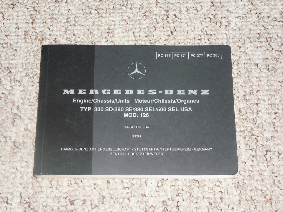 Mercedes Benz 500SEL 1980-1985 Catálogo Piezas Manual W126 1981 1982 1983 1984 Foto 1 de 1