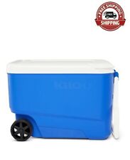 38 Qt. Ice Chest Rolling Cooler Camping Picnic Sport Drink Outdoor Party, Blue