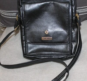 SAMSONITE* Bandolera Negra 10X7 Bolsa de Viaje Cuaderno Pasaporte - Imagen 1 de 4