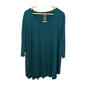 New Blue Sky Plus-Size Jersey Teal Tunic with 3/4 Sleeves Crew Neck. Size 2x
